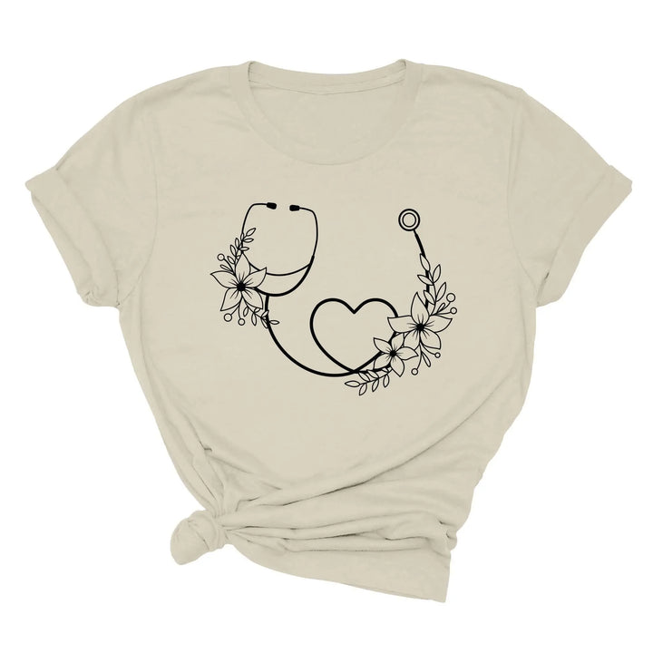 Cute Nurse Shirt - Floral Stethoscope & Healthcare Gift Tee for Women Shirtprintingcenter