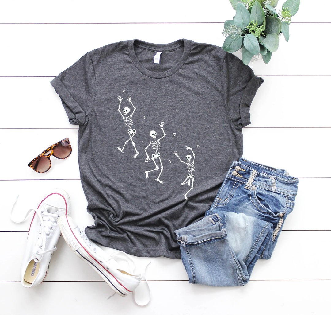 Dancing Skeleton Halloween Party Shirt | Spooky Season Minimalist Fall Tee Shirtprintingcenter