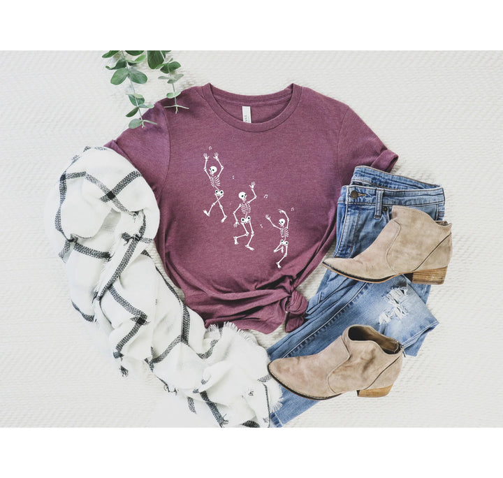 Dancing Skeleton Halloween Party Shirt | Spooky Season Minimalist Fall Tee Shirtprintingcenter
