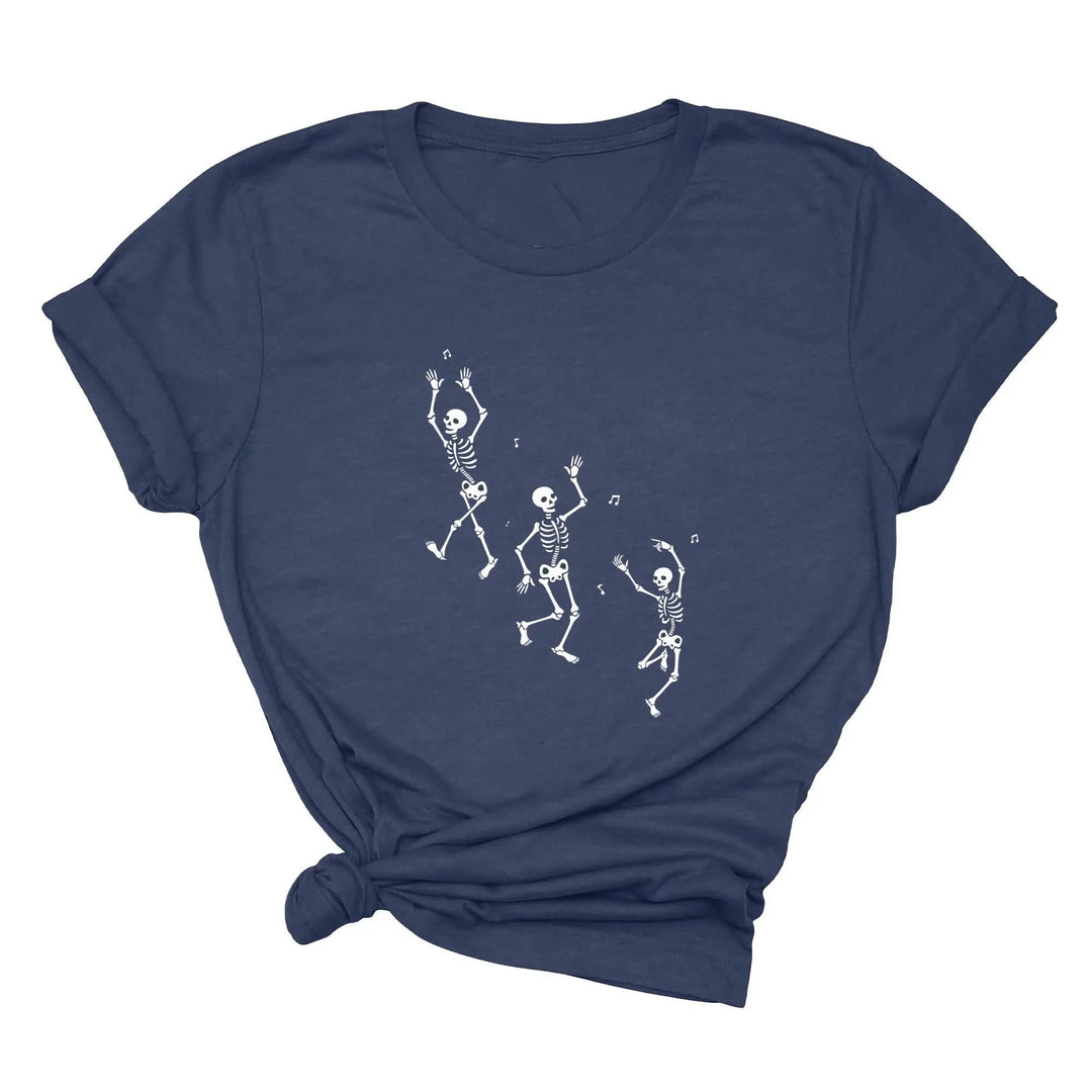 Dancing Skeleton Halloween Party Shirt | Spooky Season Minimalist Fall Tee Shirtprintingcenter