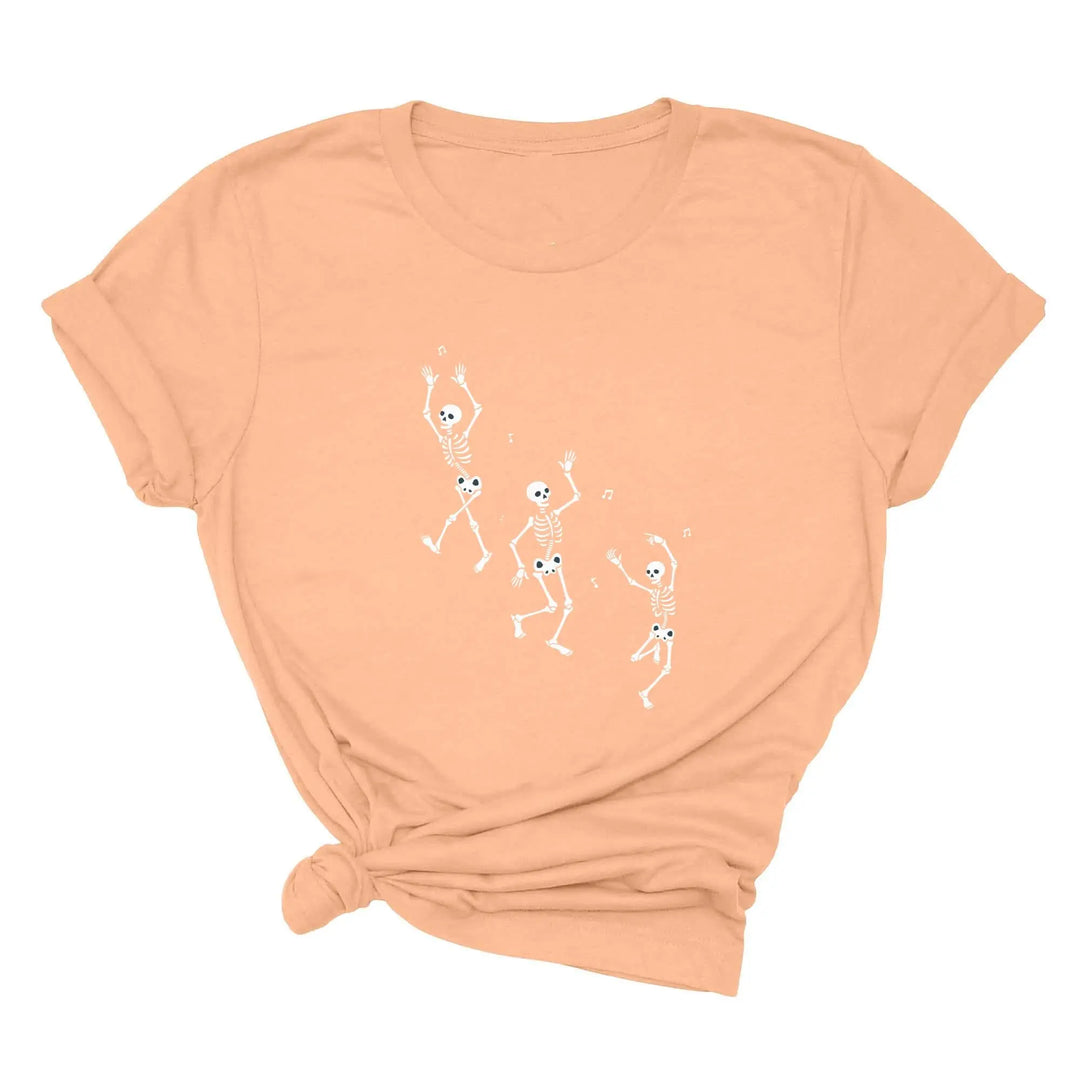 Dancing Skeleton Halloween Party Shirt | Spooky Season Minimalist Fall Tee Shirtprintingcenter