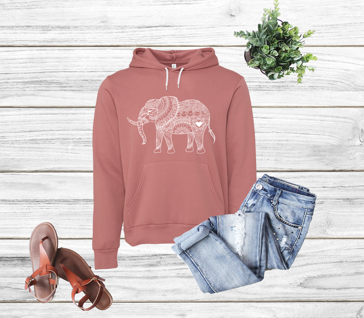 Mandala Elephant Hoodie - Boho Zoo Animal Gift for Elephant Lovers