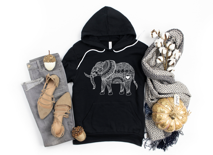 Mandala Elephant Sweatshirt Hoodie - Boho Zoo Animal Gift for Lovers