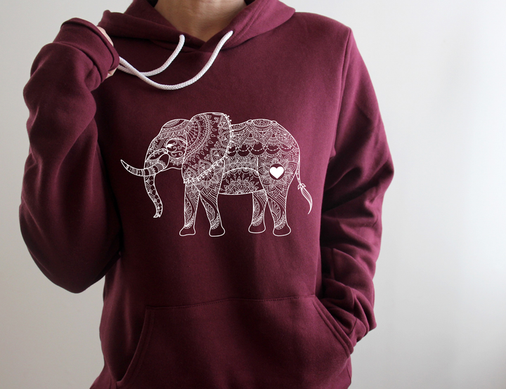 Mandala Elephant Sweatshirt Hoodie - Boho Zoo Animal Gift for Lovers