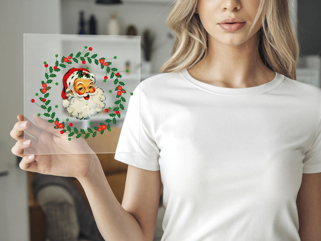 Funny Christmas DTF Transfers | Retro Santa Face DTF Transfers