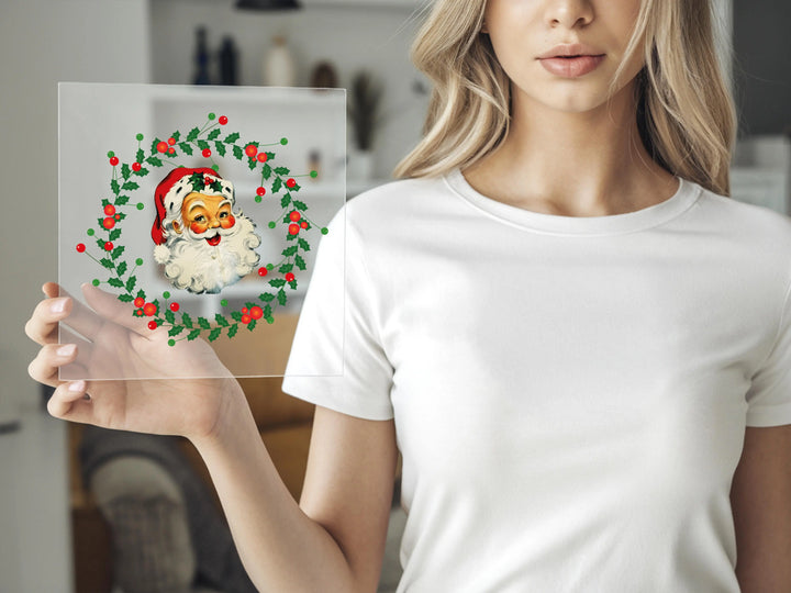 Funny Christmas DTF Transfers | Retro Santa Face DTF Transfers