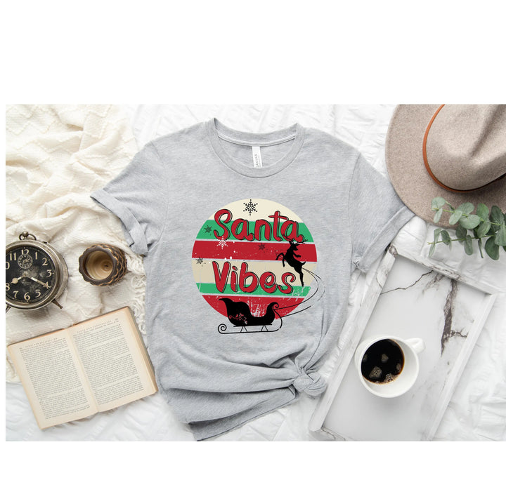 Funny Christmas Shirt | Santa Vibes Retro Santa Claus Tee Shirtprintingcenter