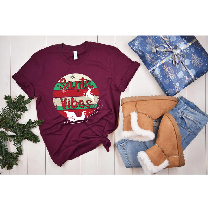 Funny Christmas Shirt | Santa Vibes Retro Santa Claus Tee Shirtprintingcenter