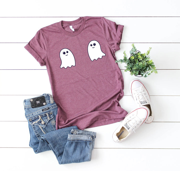 Ghost Boobs Unisex Tee | Funny Boo-Bies Halloween Graphic Vintage Shirt Shirtprintingcenter