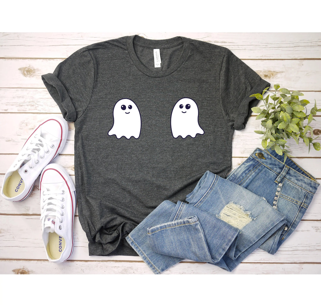 Ghost Boobs Unisex Tee | Funny Boo-Bies Halloween Graphic Vintage Shirt Shirtprintingcenter