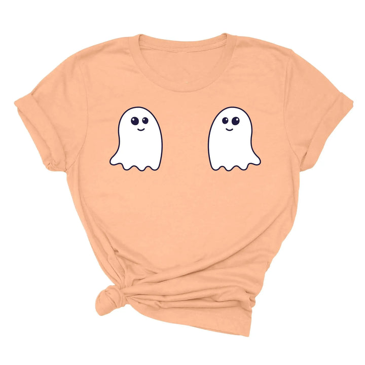 Ghost Boobs Unisex Tee | Funny Boo-Bies Halloween Graphic Vintage Shirt Shirtprintingcenter
