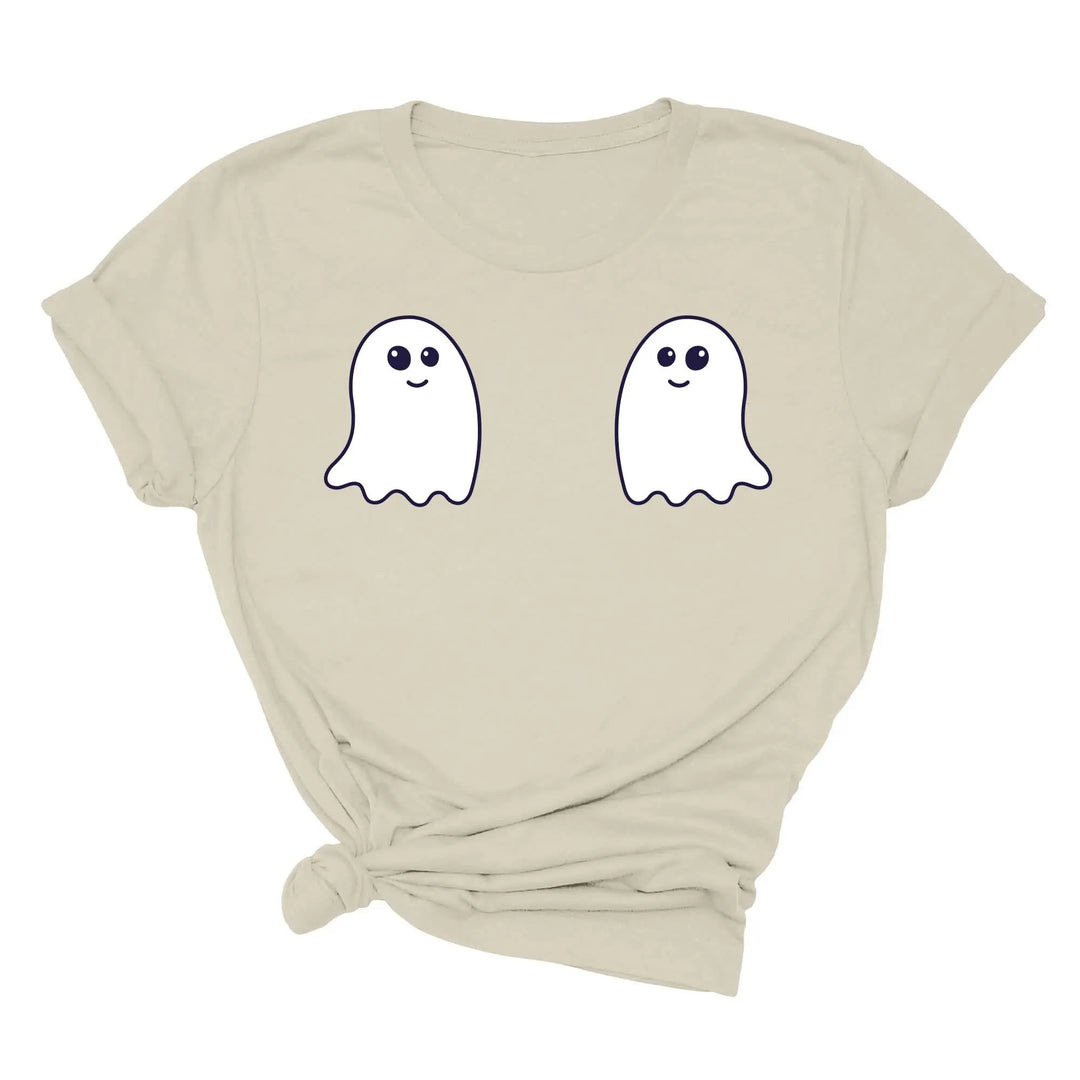 Ghost Boobs Unisex Tee | Funny Boo-Bies Halloween Graphic Vintage Shirt Shirtprintingcenter