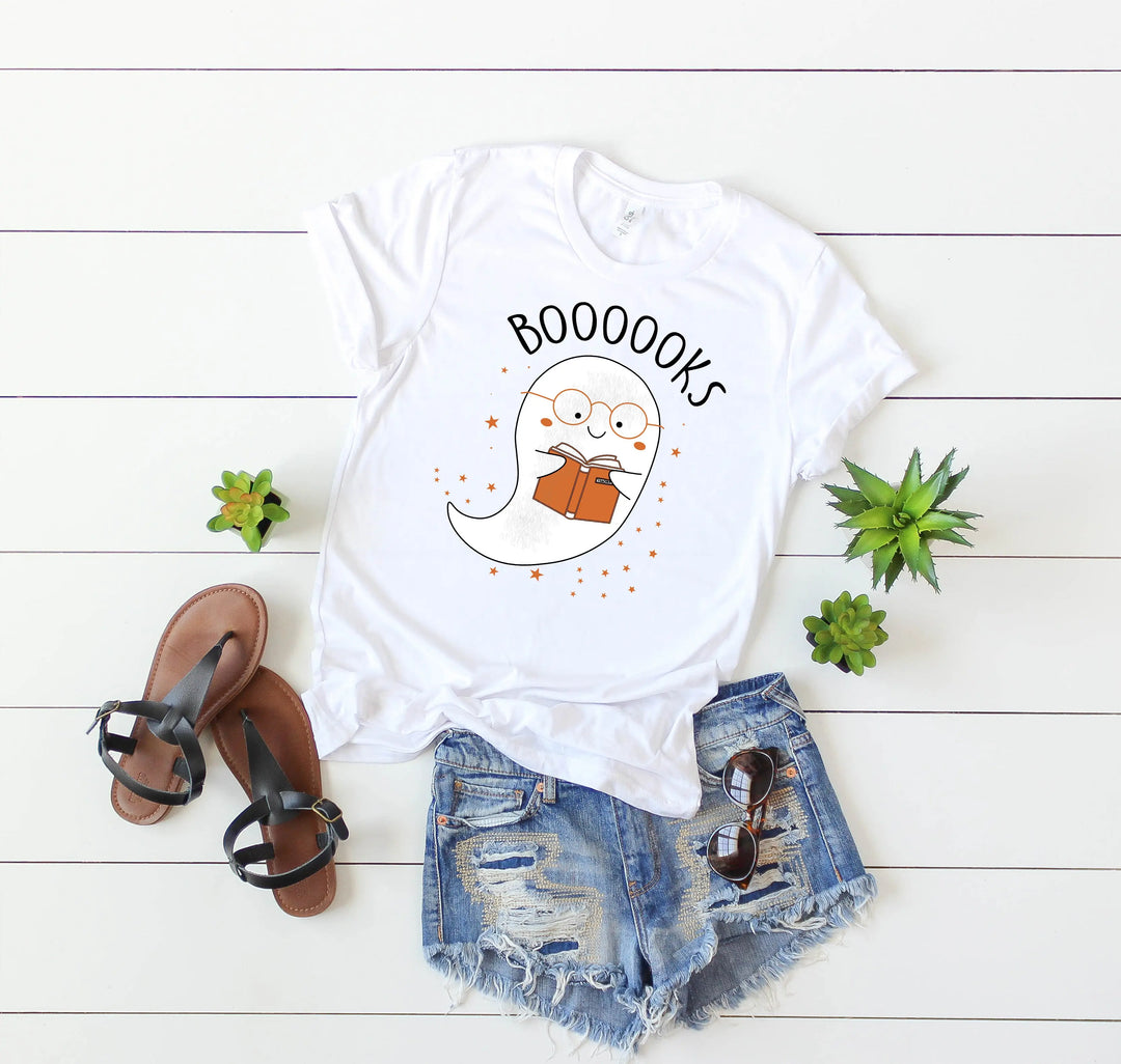 Ghost Books Halloween Reading Tee | Librarian Bookworm Teacher Shirt Gift Shirtprintingcenter