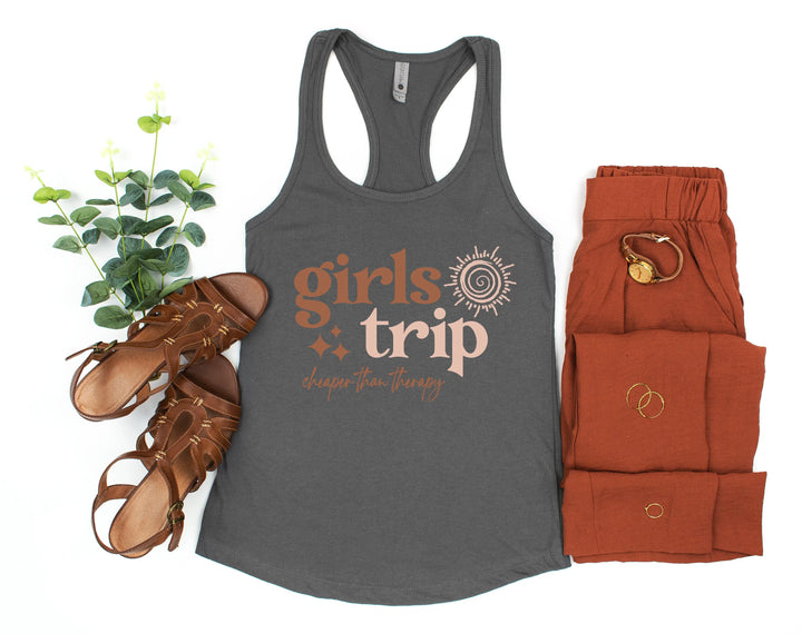 Girls Trip 2025 Tank - Cheaper Than Therapy & Vacation Shirt Shirtprintingcenter