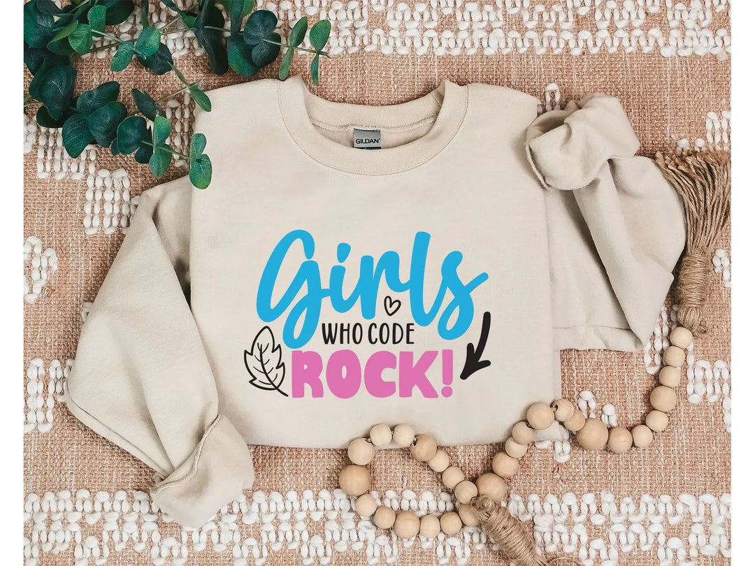 Girls Who Code Rock Sweatshirt - Vintage Rock Band & Retro Feel Shirtprintingcenter