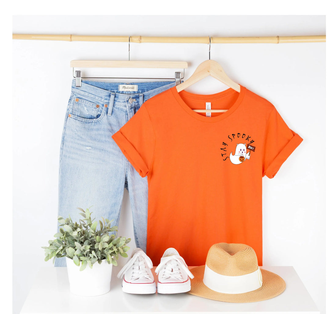 Halloween Boo Ghost Pocket Tee | Stay Spooky Costume Party Shirt Shirtprintingcenter