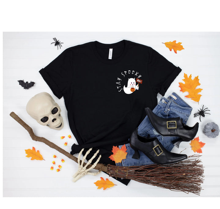 Halloween Boo Ghost Pocket Tee | Stay Spooky Costume Party Shirt Shirtprintingcenter