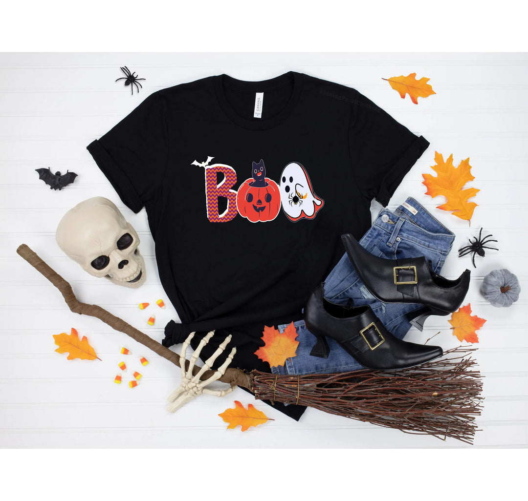 Halloween Boo Shirt – Cute Ghost & Cat Halloween Party Costume Tee Shirtprintingcenter