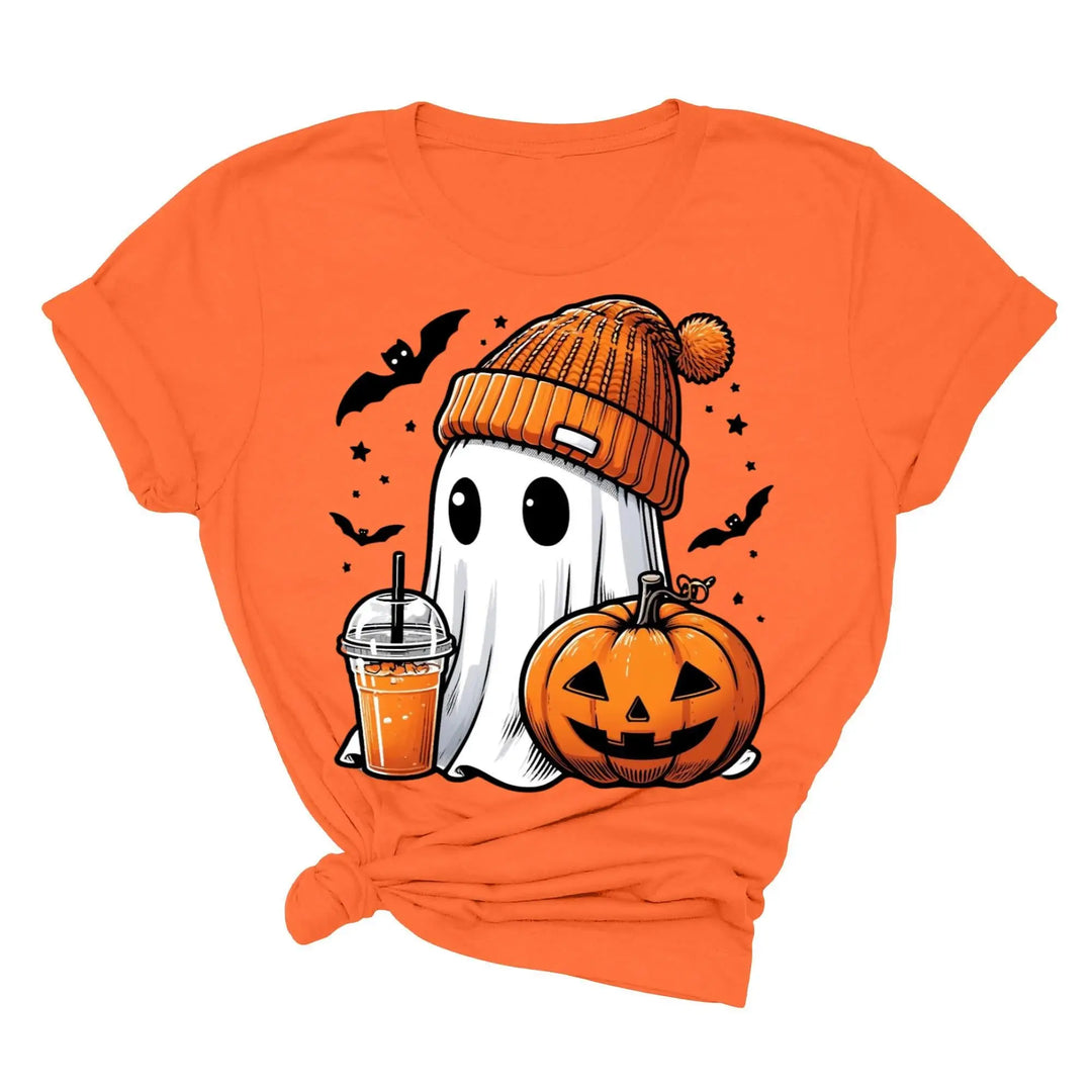 Halloween Fall Ghost Shirt, Cute Ghost Shirt, Ghost Coffee Shirt Womens Halloween Shirt, Cute Fall Shirt, Spooky Season Shirt,Gift For Halloween Shirtprintingcenter