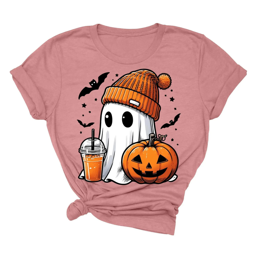 Halloween Fall Ghost Shirt, Cute Ghost Shirt, Ghost Coffee Shirt Womens Halloween Shirt, Cute Fall Shirt, Spooky Season Shirt,Gift For Halloween Shirtprintingcenter