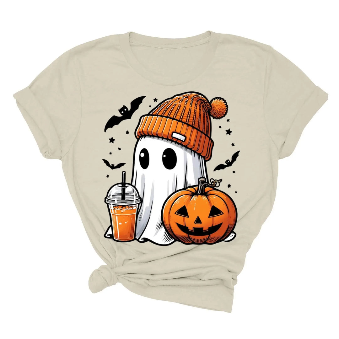 Halloween Fall Ghost Shirt, Cute Ghost Shirt, Ghost Coffee Shirt Womens Halloween Shirt, Cute Fall Shirt, Spooky Season Shirt,Gift For Halloween Shirtprintingcenter