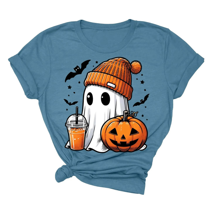 Halloween Fall Ghost Shirt, Cute Ghost Shirt, Ghost Coffee Shirt Womens Halloween Shirt, Cute Fall Shirt, Spooky Season Shirt,Gift For Halloween Shirtprintingcenter