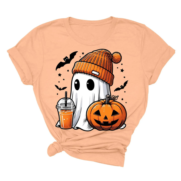 Halloween Fall Ghost Shirt, Cute Ghost Shirt, Ghost Coffee Shirt Womens Halloween Shirt, Cute Fall Shirt, Spooky Season Shirt,Gift For Halloween Shirtprintingcenter