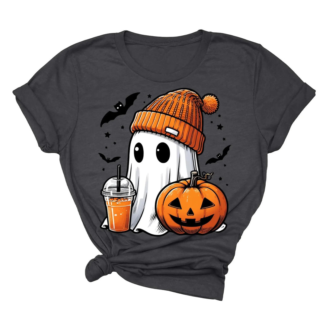 Halloween Fall Ghost Shirt, Cute Ghost Shirt, Ghost Coffee Shirt Womens Halloween Shirt, Cute Fall Shirt, Spooky Season Shirt,Gift For Halloween Shirtprintingcenter