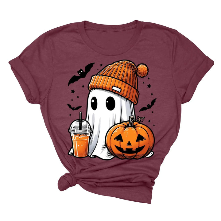 Halloween Fall Ghost Shirt, Cute Ghost Shirt, Ghost Coffee Shirt Womens Halloween Shirt, Cute Fall Shirt, Spooky Season Shirt,Gift For Halloween Shirtprintingcenter