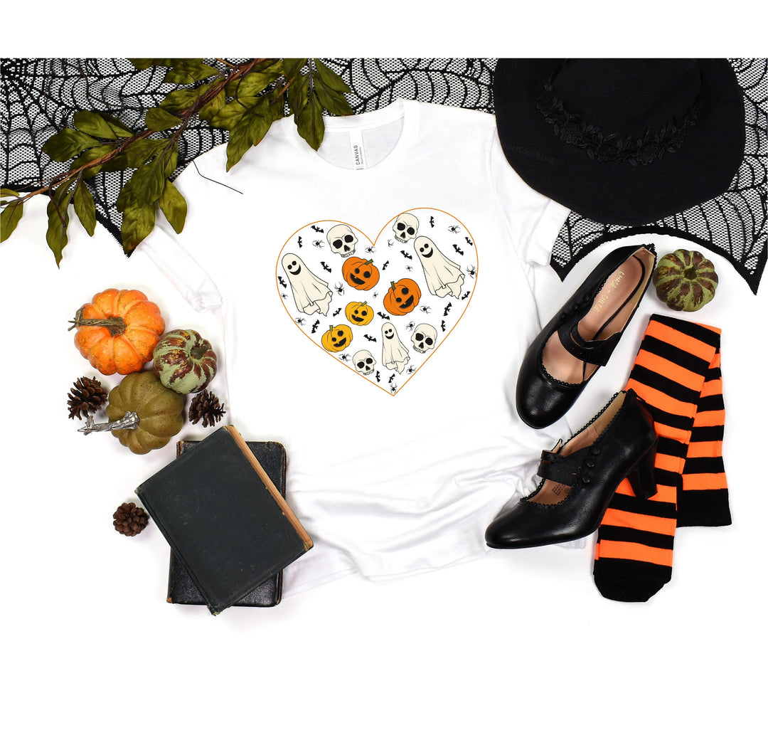 Halloween Heart Toddler Shirt | Cute Ghost & Pumpkin | Funny Fall Costume Tee Shirtprintingcenter