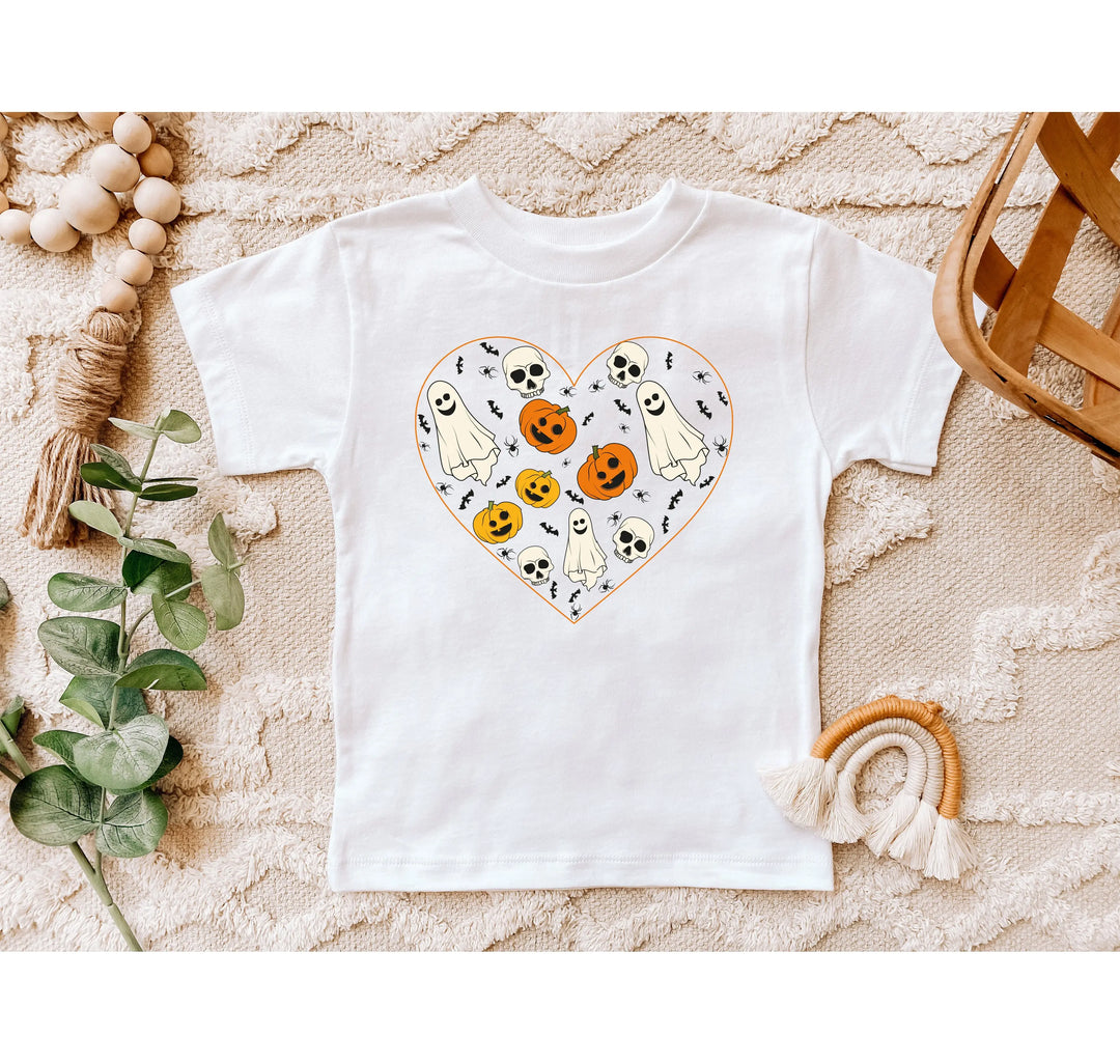 Halloween Heart Toddler Shirt | Cute Ghost & Pumpkin | Funny Fall Costume Tee Shirtprintingcenter