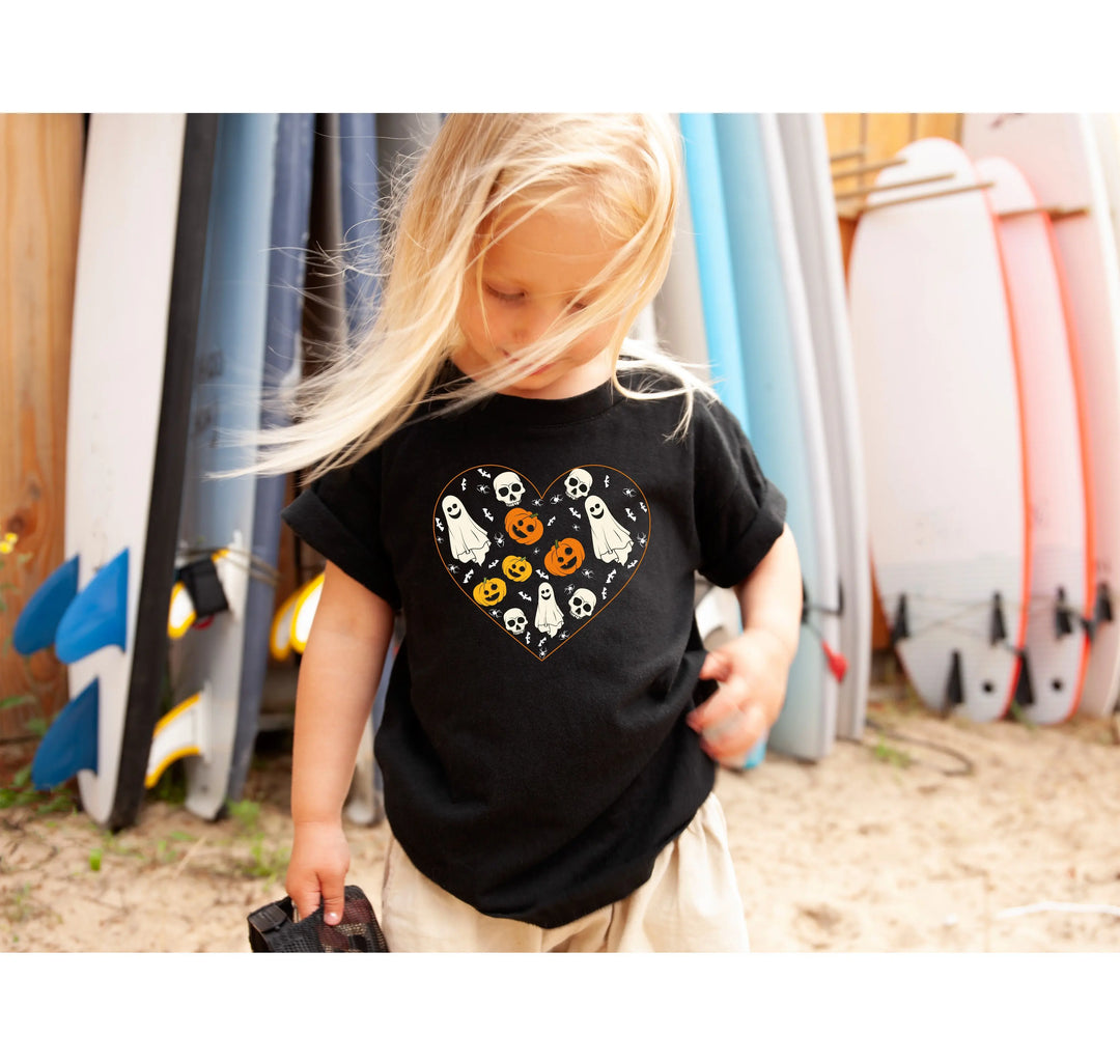 Halloween Heart Toddler Shirt | Cute Ghost & Pumpkin | Funny Fall Costume Tee Shirtprintingcenter