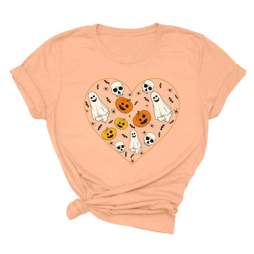 Halloween Heart Toddler Shirt | Cute Ghost & Pumpkin | Funny Fall Costume Tee Shirtprintingcenter