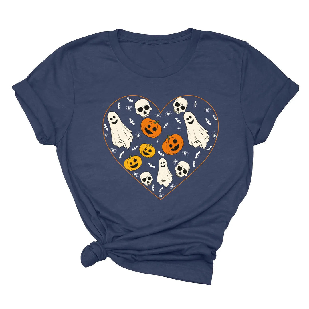 Halloween Heart Toddler Shirt | Cute Ghost & Pumpkin | Funny Fall Costume Tee Shirtprintingcenter