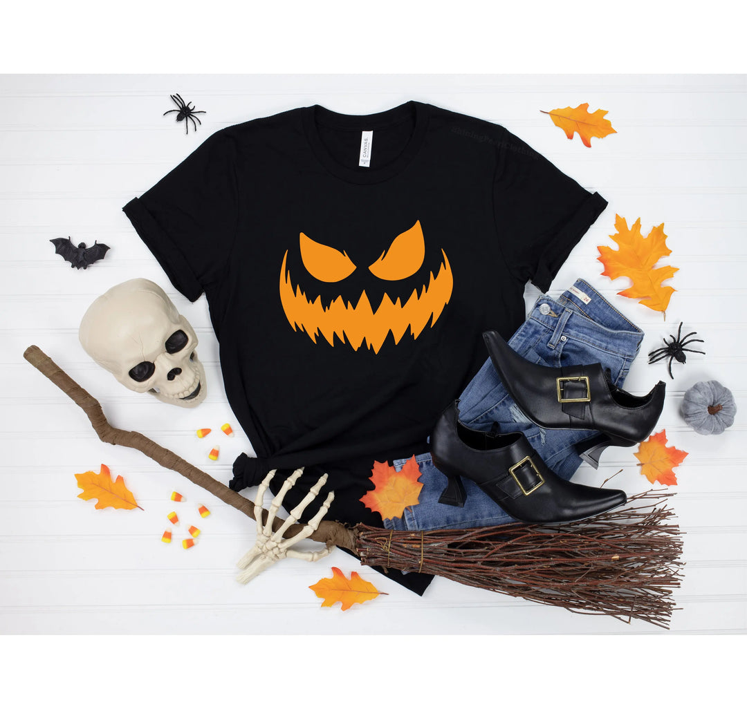 Halloween Pumpkin Shirt for Women | Jack-O-Lantern Face Tee Shirtprintingcenter