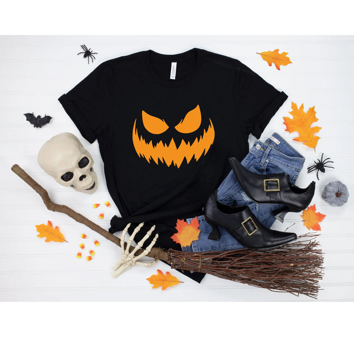 Halloween Pumpkin Shirt for Women | Jack-O-Lantern Face Tee Shirtprintingcenter