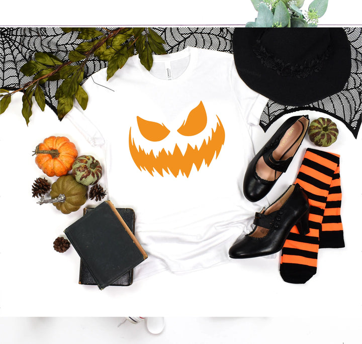 Halloween Pumpkin Shirt for Women | Jack-O-Lantern Face Tee Shirtprintingcenter