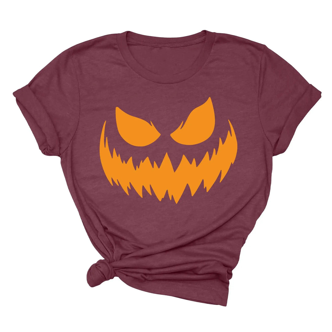 Halloween Pumpkin Shirt for Women | Jack-O-Lantern Face Tee Shirtprintingcenter