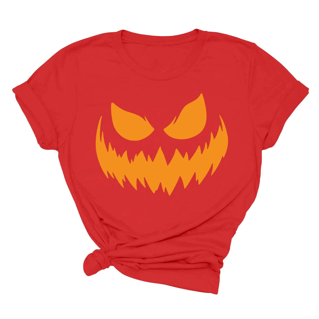 Halloween Pumpkin Shirt for Women | Jack-O-Lantern Face Tee Shirtprintingcenter