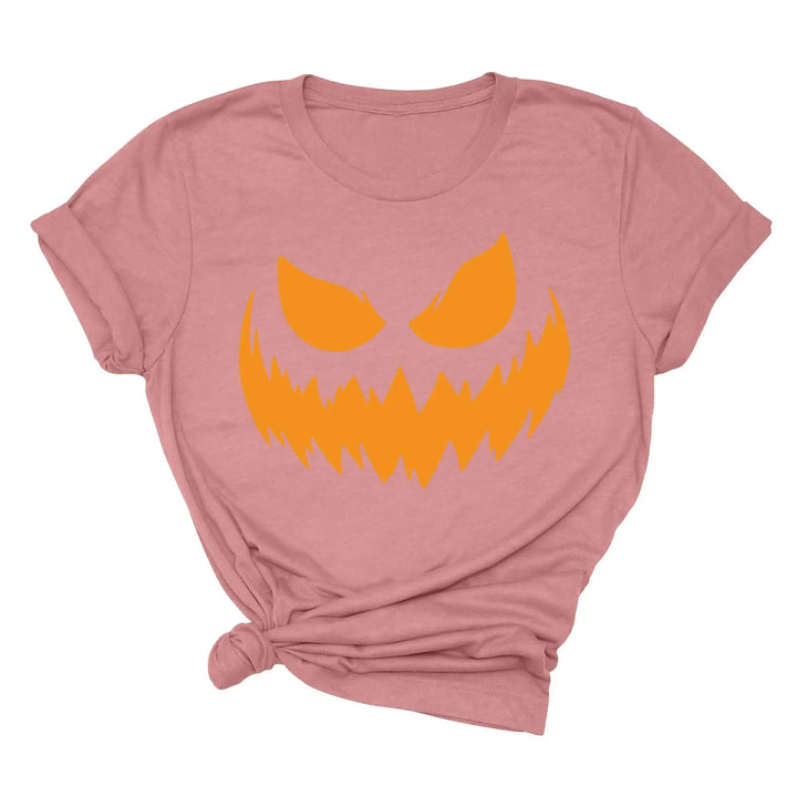 Halloween Pumpkin Shirt for Women | Jack-O-Lantern Face Tee Shirtprintingcenter