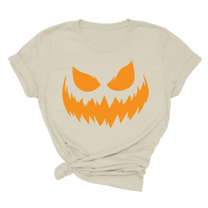 Halloween Pumpkin Shirt for Women | Jack-O-Lantern Face Tee Shirtprintingcenter