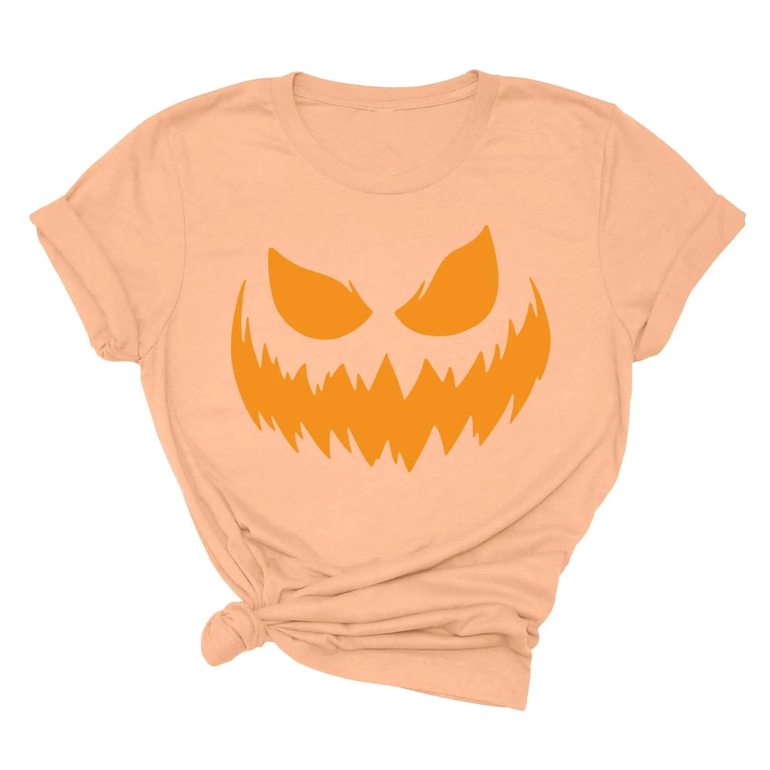 Halloween Pumpkin Shirt for Women | Jack-O-Lantern Face Tee Shirtprintingcenter