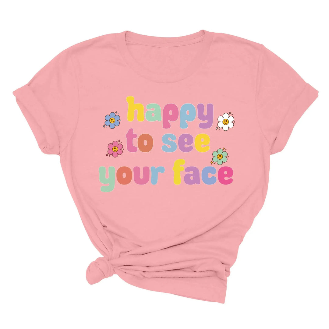 Happy To See Your Face Shirt, Funny Teacher Gift, Retro 1st Day Teaching Tee Shirtprintingcenter