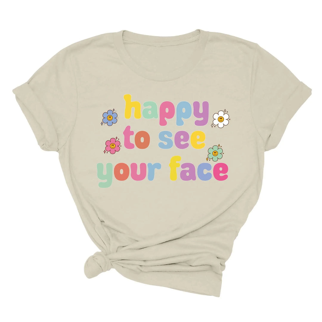 Happy To See Your Face Shirt, Funny Teacher Gift, Retro 1st Day Teaching Tee Shirtprintingcenter