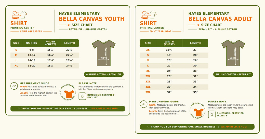 Hayes Elementary Bella Canvas T-Shirt | Adult & Youth Shirtprintingcenter