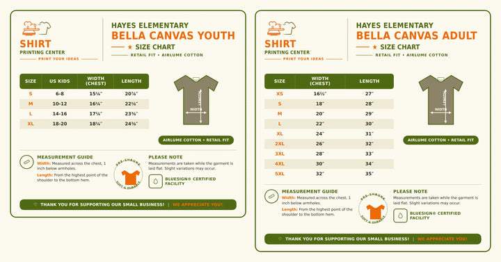 Hayes Elementary Bella Canvas T-Shirt | Adult & Youth Shirtprintingcenter