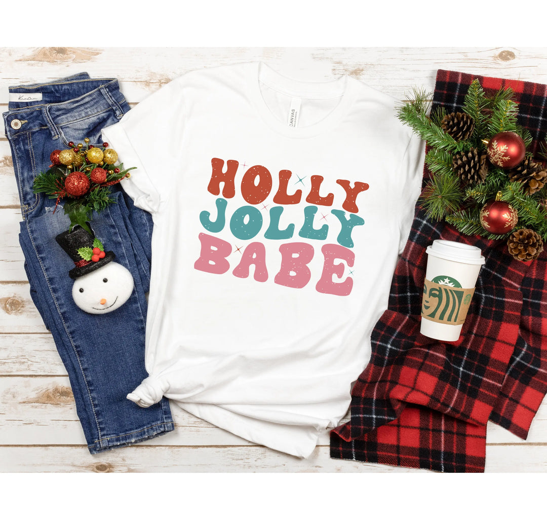 Holly Jolly Babe Shirt | Retro Vintage Christmas Tee Shirtprintingcenter