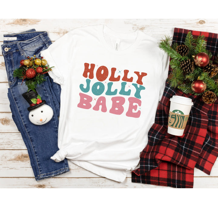 Holly Jolly Babe Shirt | Retro Vintage Christmas Tee Shirtprintingcenter