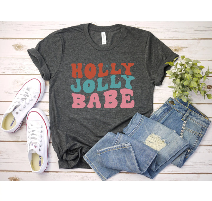 Holly Jolly Babe Shirt | Retro Vintage Christmas Tee Shirtprintingcenter