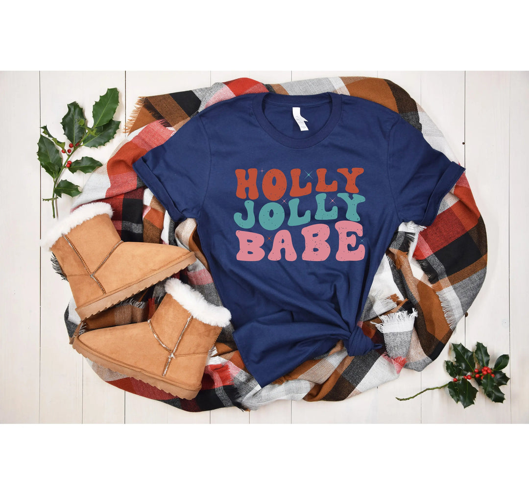 Holly Jolly Babe Shirt | Retro Vintage Christmas Tee Shirtprintingcenter